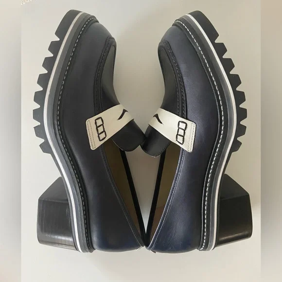 Bernardo Shoes Loafer Navy White Leather Sz 9.5 - Picture 3 of 7